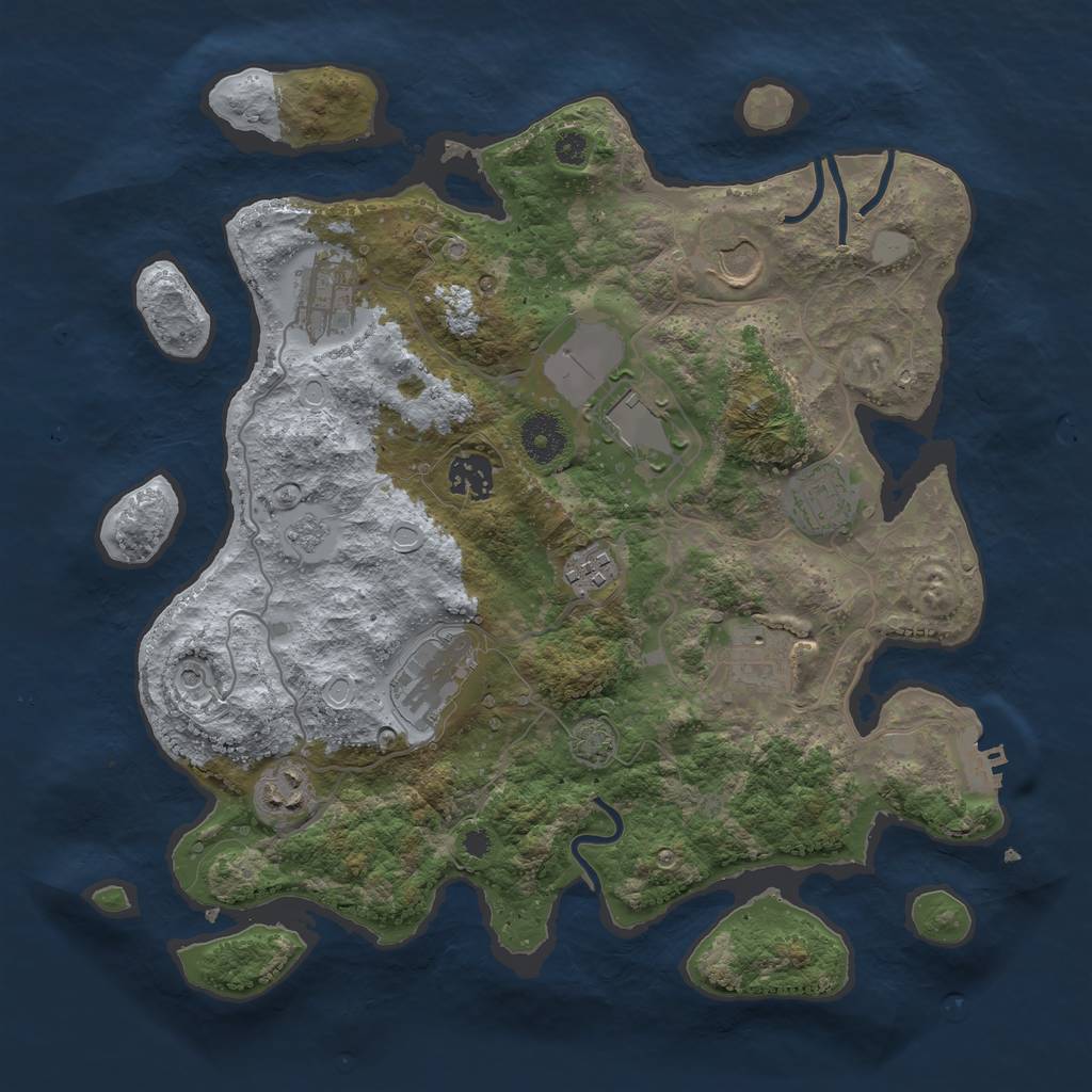 Rust Map: Procedural Map, Size: 3500, Seed: 29811087, 16 Monuments