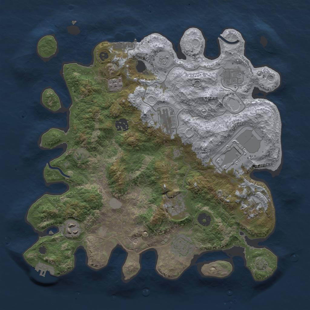 Rust Map: Procedural Map, Size: 3500, Seed: 291807664, 17 Monuments