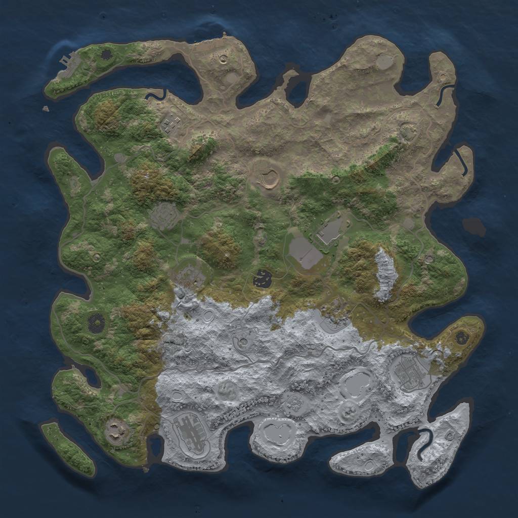 Rust Map: Procedural Map, Size: 4100, Seed: 88857945, 18 Monuments