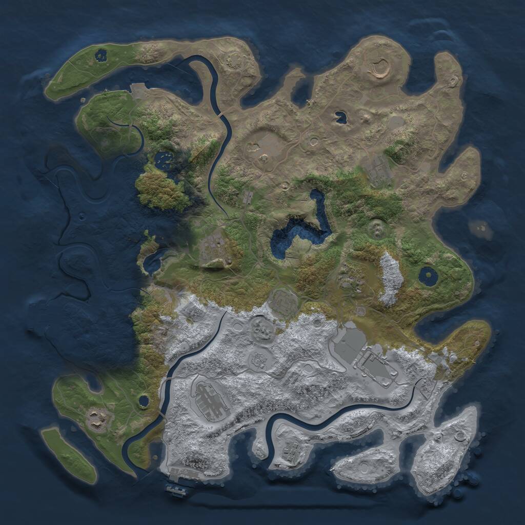 Rust Map: Procedural Map, Size: 4100, Seed: 88857945, 17 Monuments