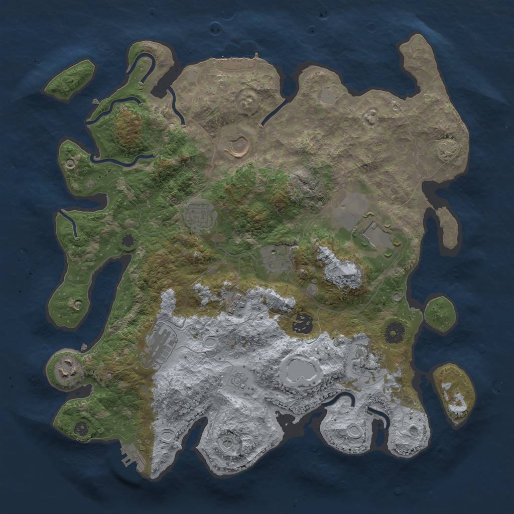 Rust Map: Procedural Map, Size: 3650, Seed: 46760860, 17 Monuments