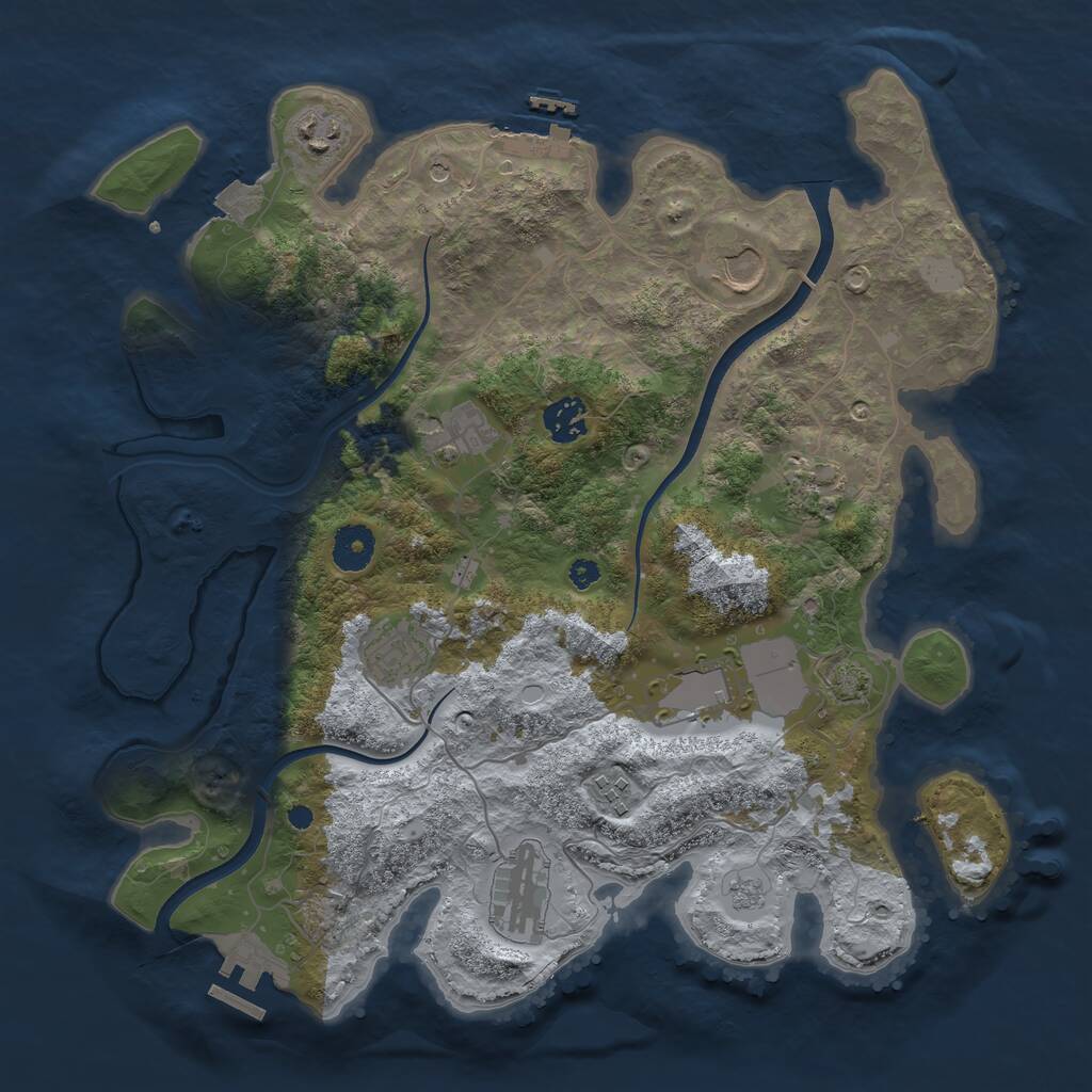 Rust Map: Procedural Map, Size: 3650, Seed: 46760860, 15 Monuments
