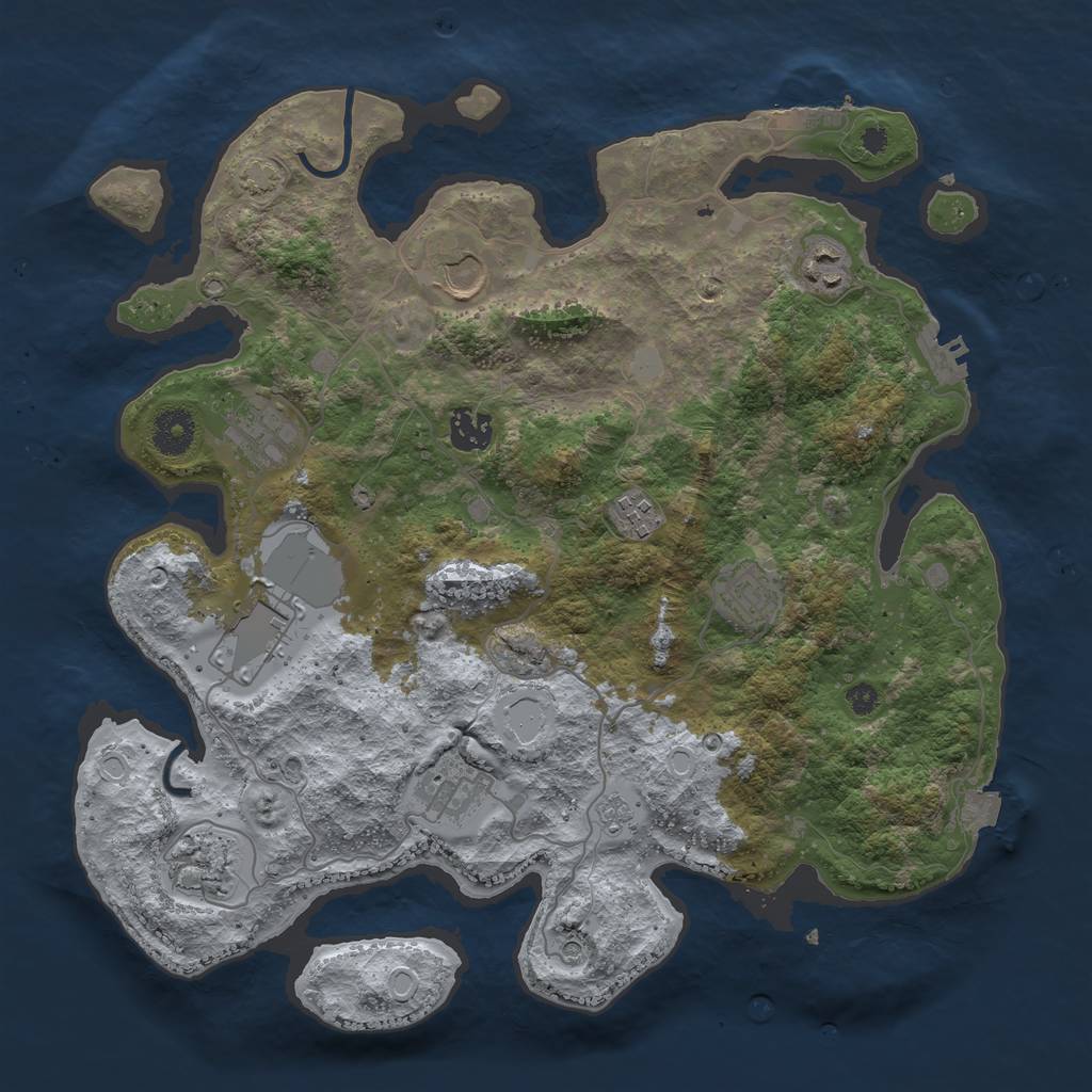 Rust Map: Procedural Map, Size: 3650, Seed: 31989575, 17 Monuments