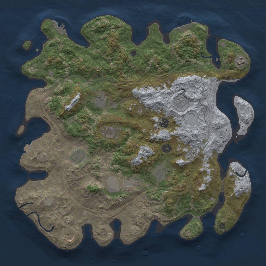 Rust Map: Procedural Map, Size: 4250, Seed: 1605469664, 18 Monuments