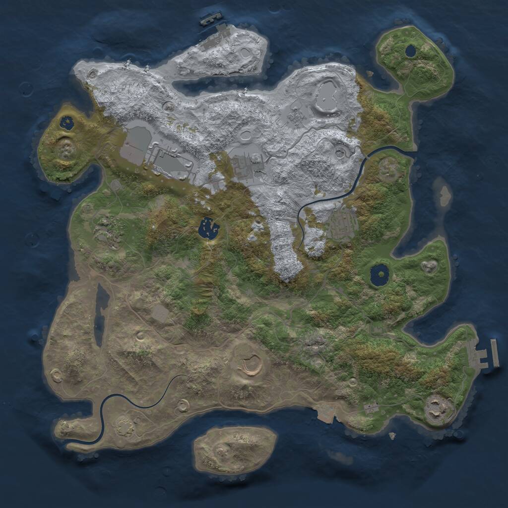Rust Map: Procedural Map, Size: 3650, Seed: 41880938, 13 Monuments