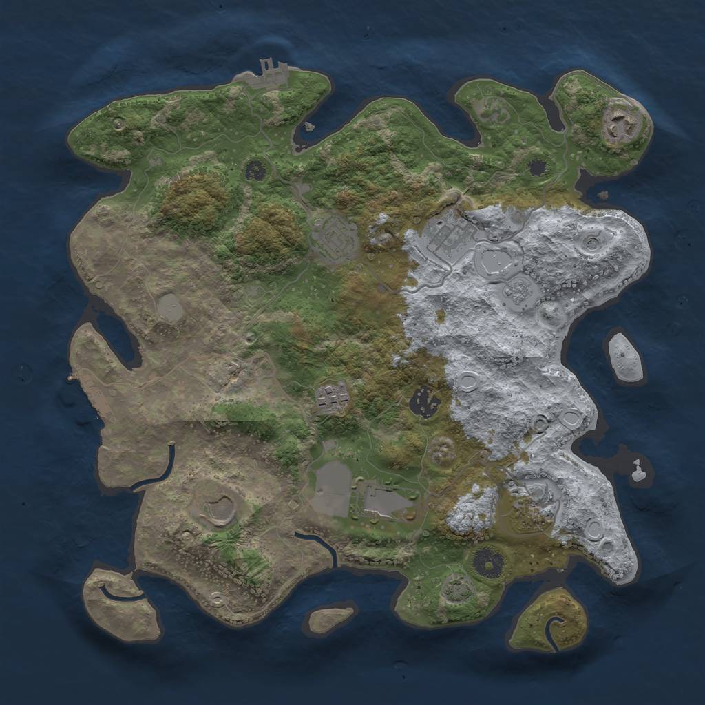 Rust Map: Procedural Map, Size: 3500, Seed: 48934407, 16 Monuments