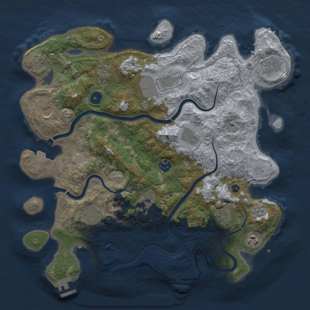 Rust Map: Procedural Map, Size: 3900, Seed: 65527969, 17 Monuments