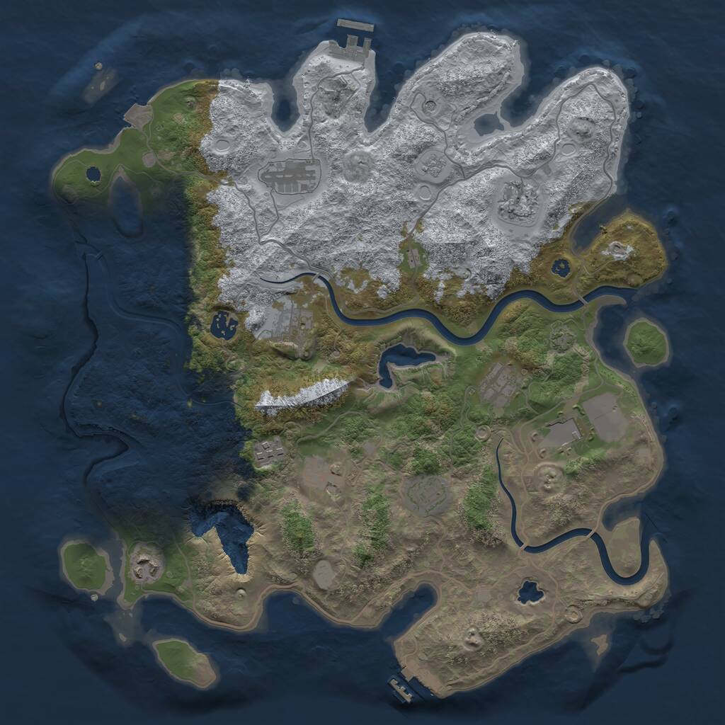 Rust Map: Procedural Map, Size: 4000, Seed: 1197635276, 16 Monuments