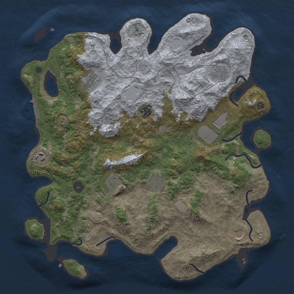 Rust Map: Procedural Map, Size: 4000, Seed: 1197635276, 16 Monuments