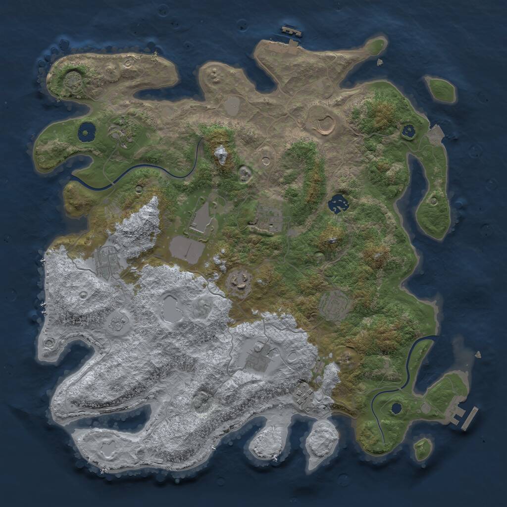 Rust Map: Procedural Map, Size: 3950, Seed: 9032342, 16 Monuments