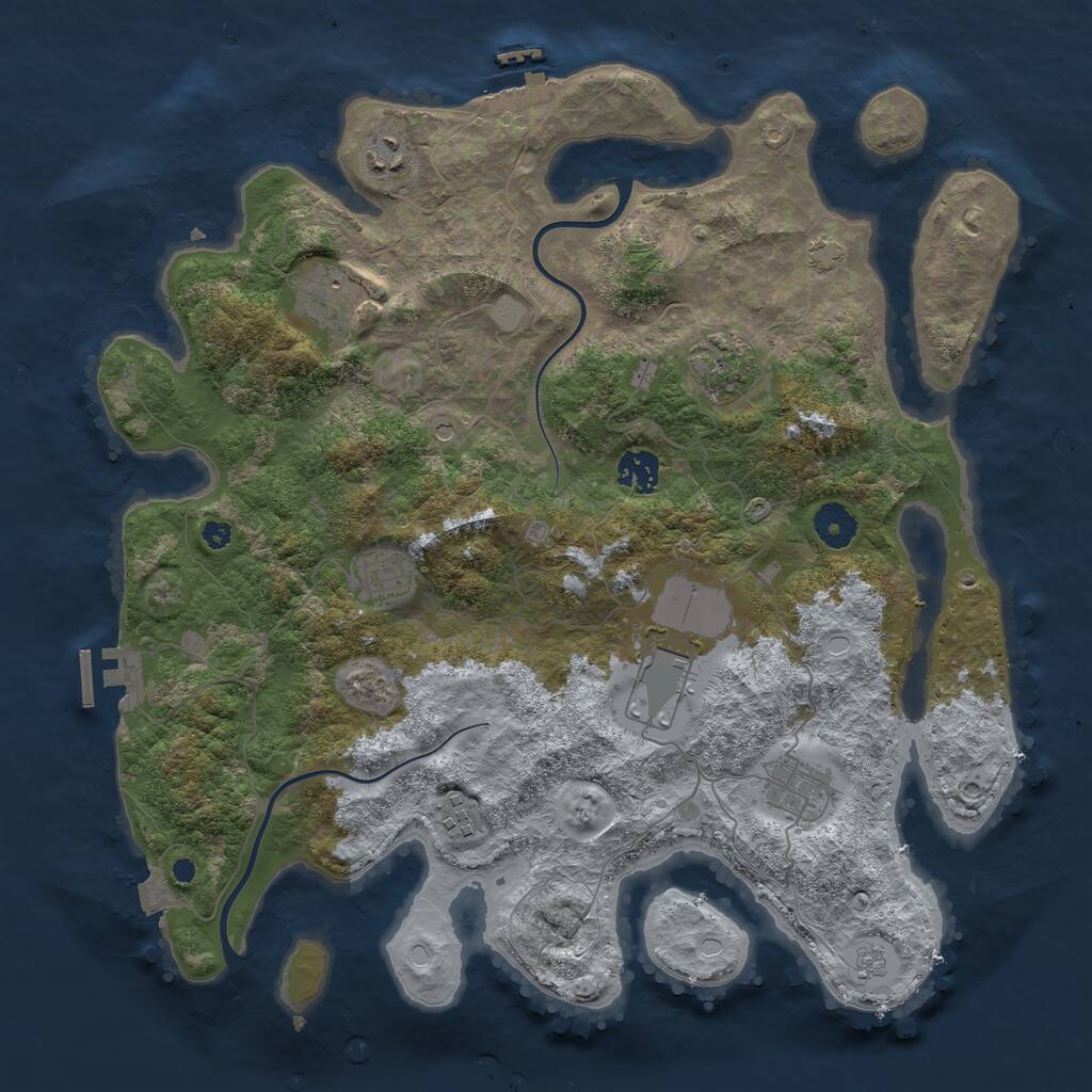 Rust Map: Procedural Map, Size: 3800, Seed: 36643146, 14 Monuments