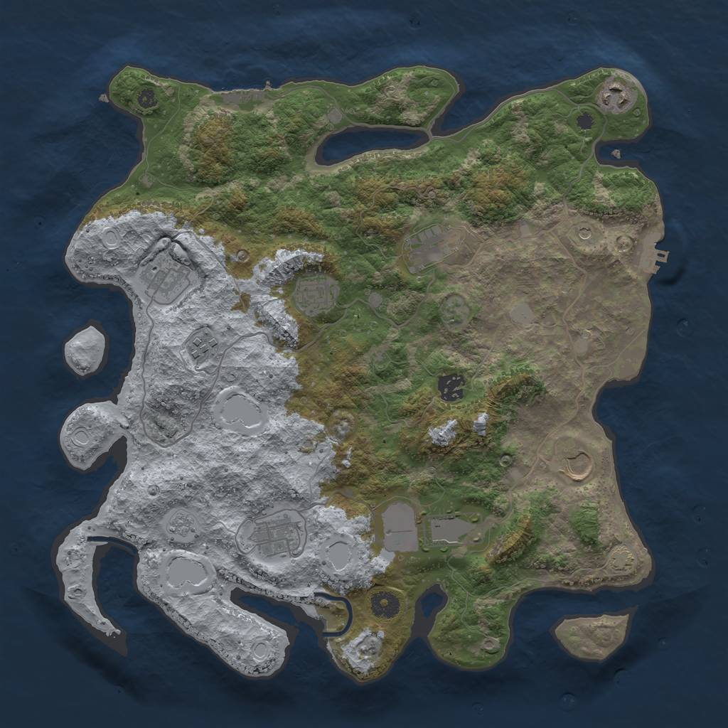 Rust Map: Procedural Map, Size: 3850, Seed: 69562914, 17 Monuments