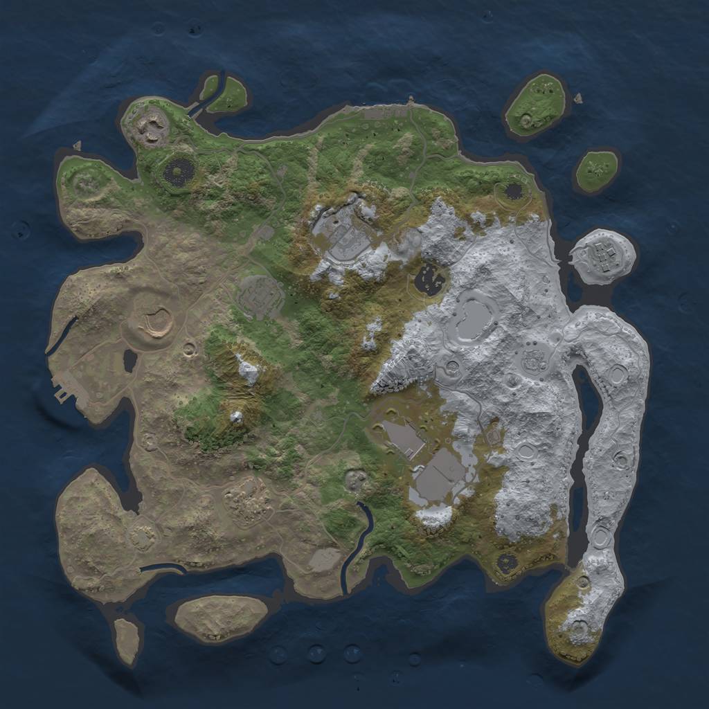 Rust Map: Procedural Map, Size: 3600, Seed: 80150089, 16 Monuments