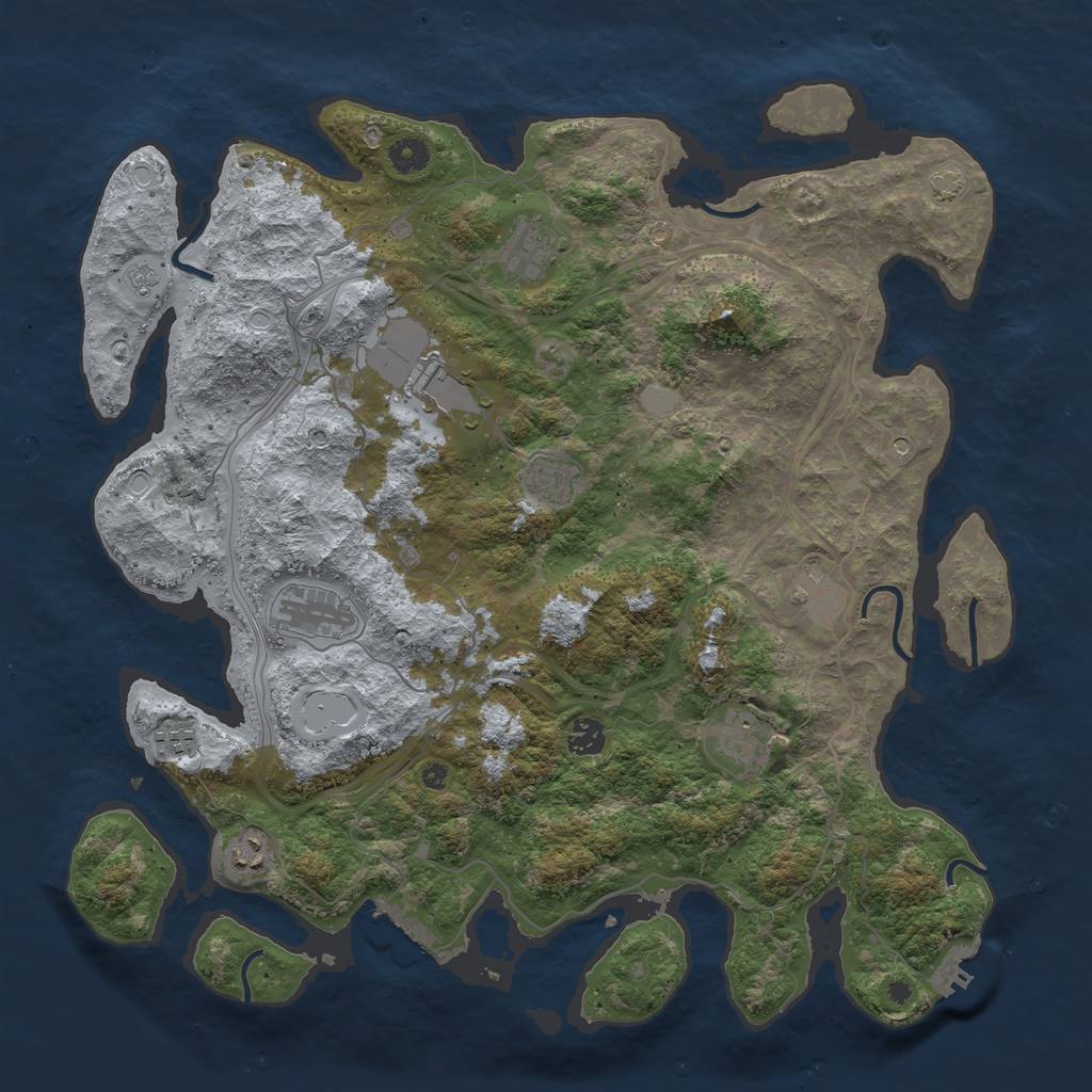 Rust Map: Procedural Map, Size: 4300, Seed: 55397937, 17 Monuments