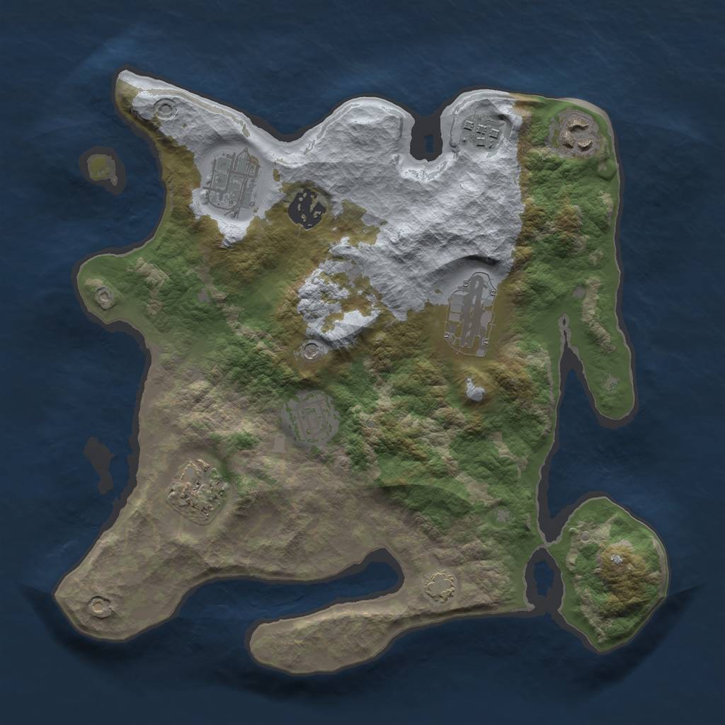 Rust Map: Barren, Size: 3000, Seed: 221845718, 11 Monuments