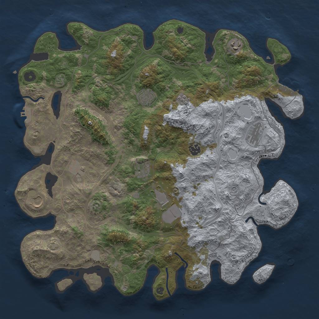Rust Map: Procedural Map, Size: 4300, Seed: 93734428, 17 Monuments