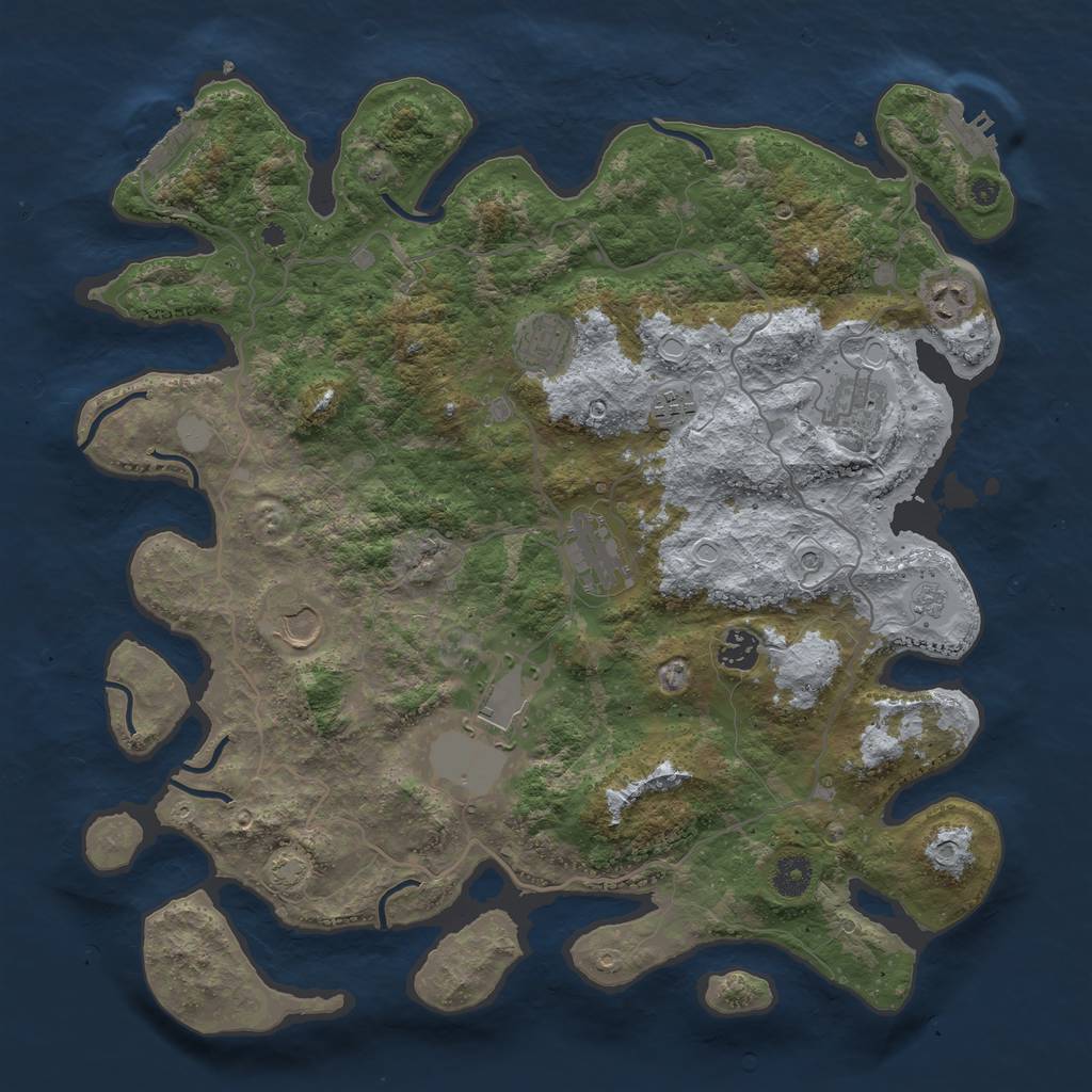 Rust Map: Procedural Map, Size: 4000, Seed: 86964466, 16 Monuments