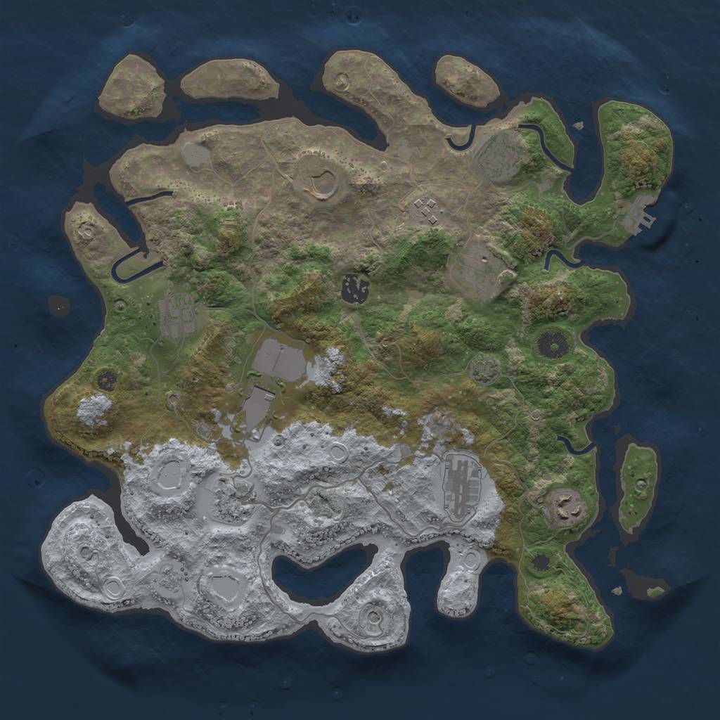 Rust Map: Procedural Map, Size: 3700, Seed: 92366042, 17 Monuments