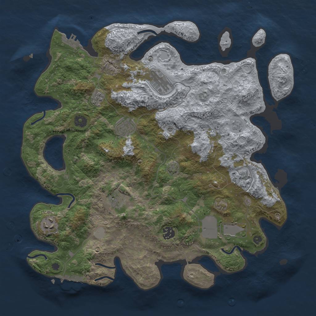 Rust Map: Procedural Map, Size: 3700, Seed: 69439202, 16 Monuments