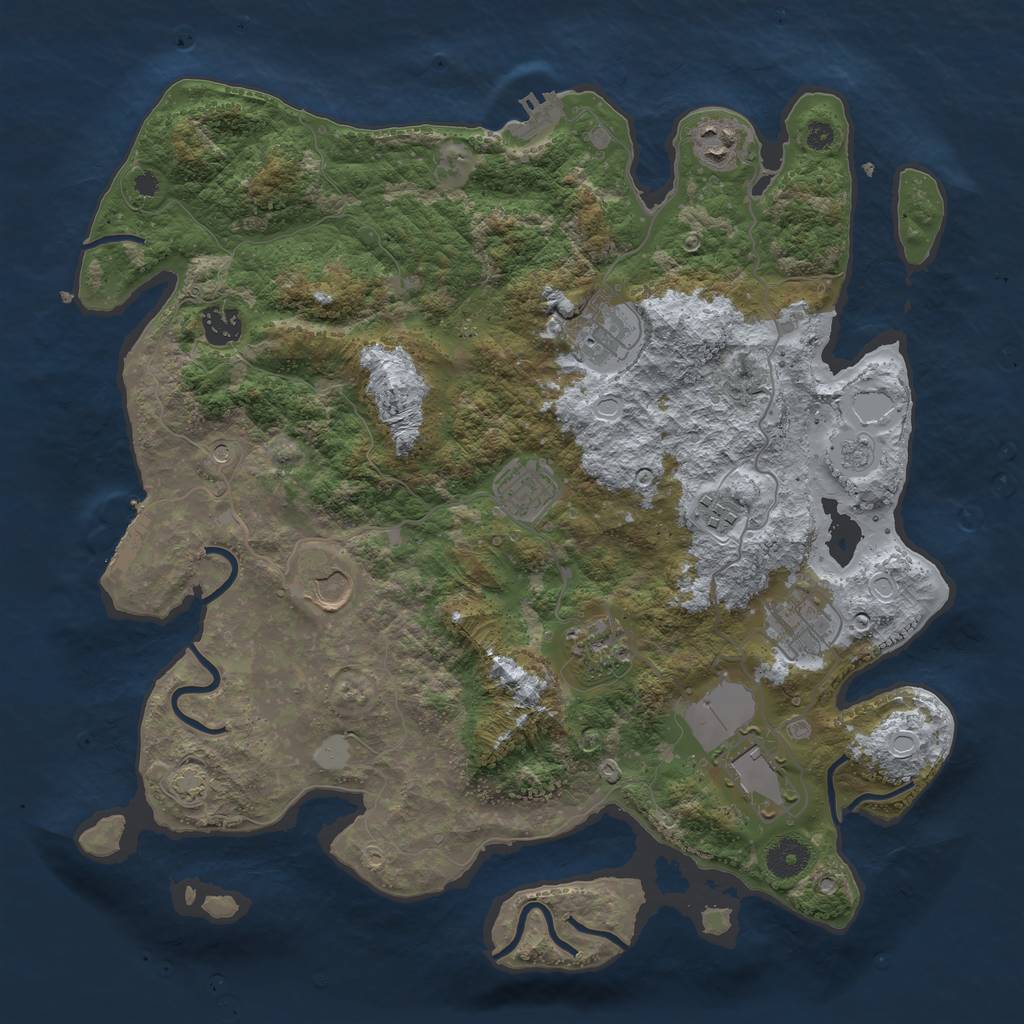 Rust Map: Procedural Map, Size: 3800, Seed: 31339740, 17 Monuments