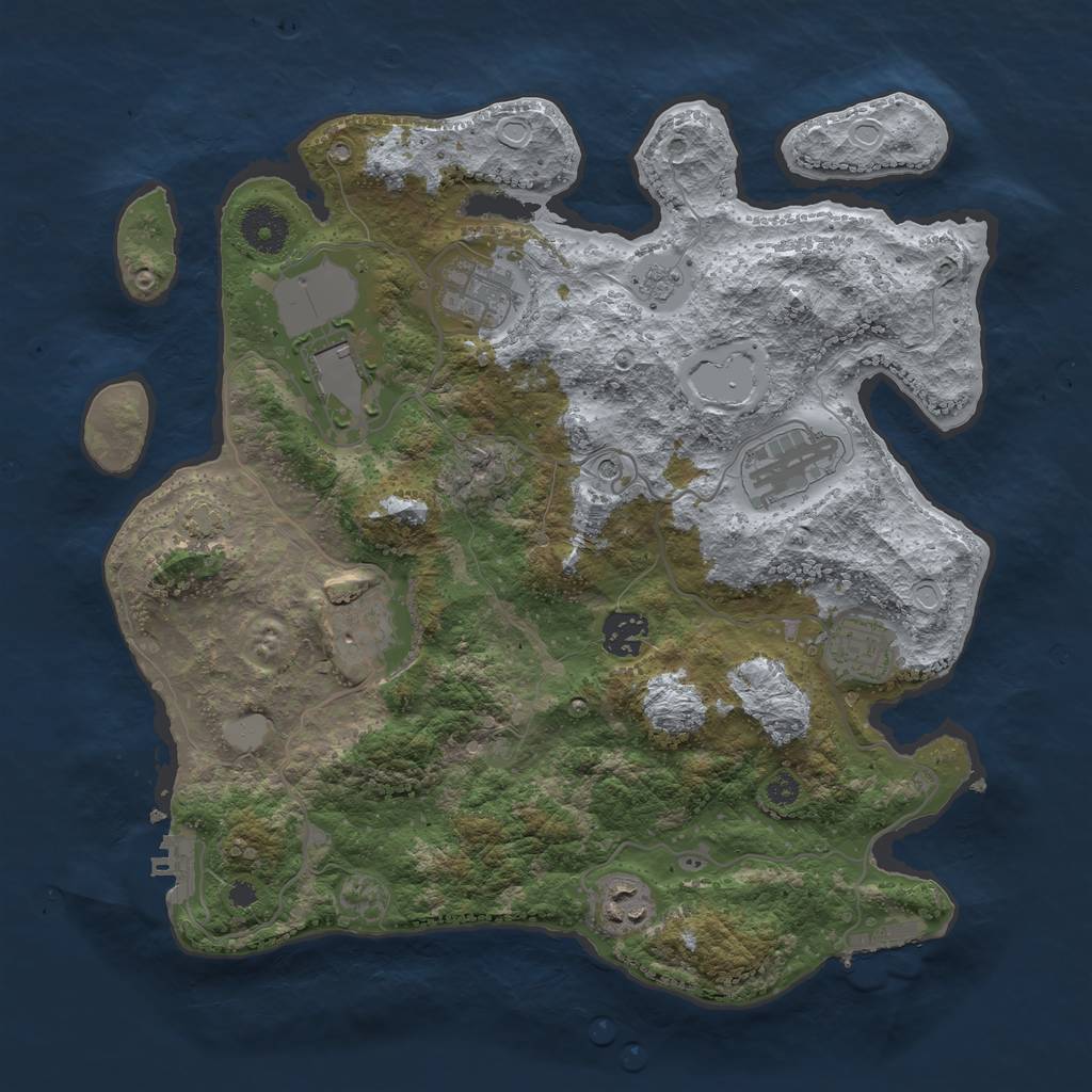 Rust Map: Procedural Map, Size: 3500, Seed: 73572395, 15 Monuments