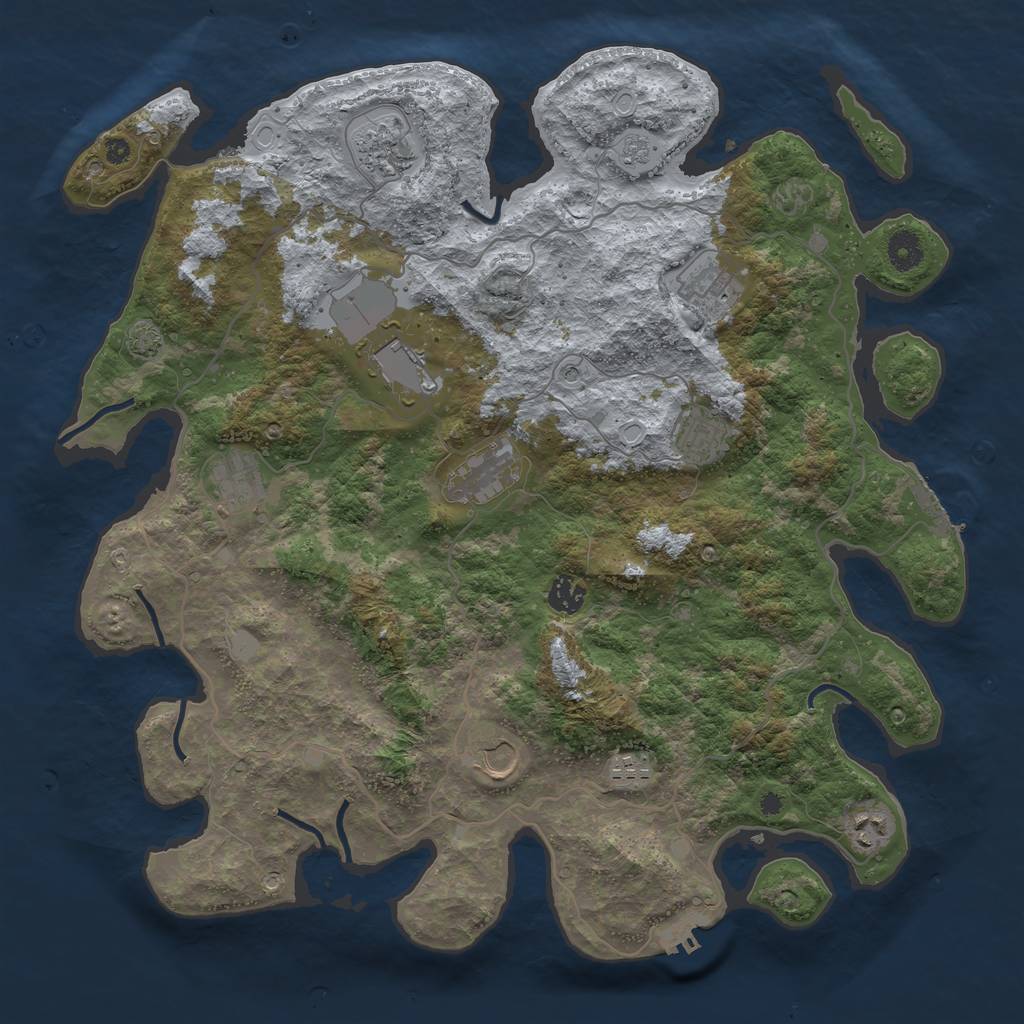 Rust Map: Procedural Map, Size: 4100, Seed: 7963369, 18 Monuments