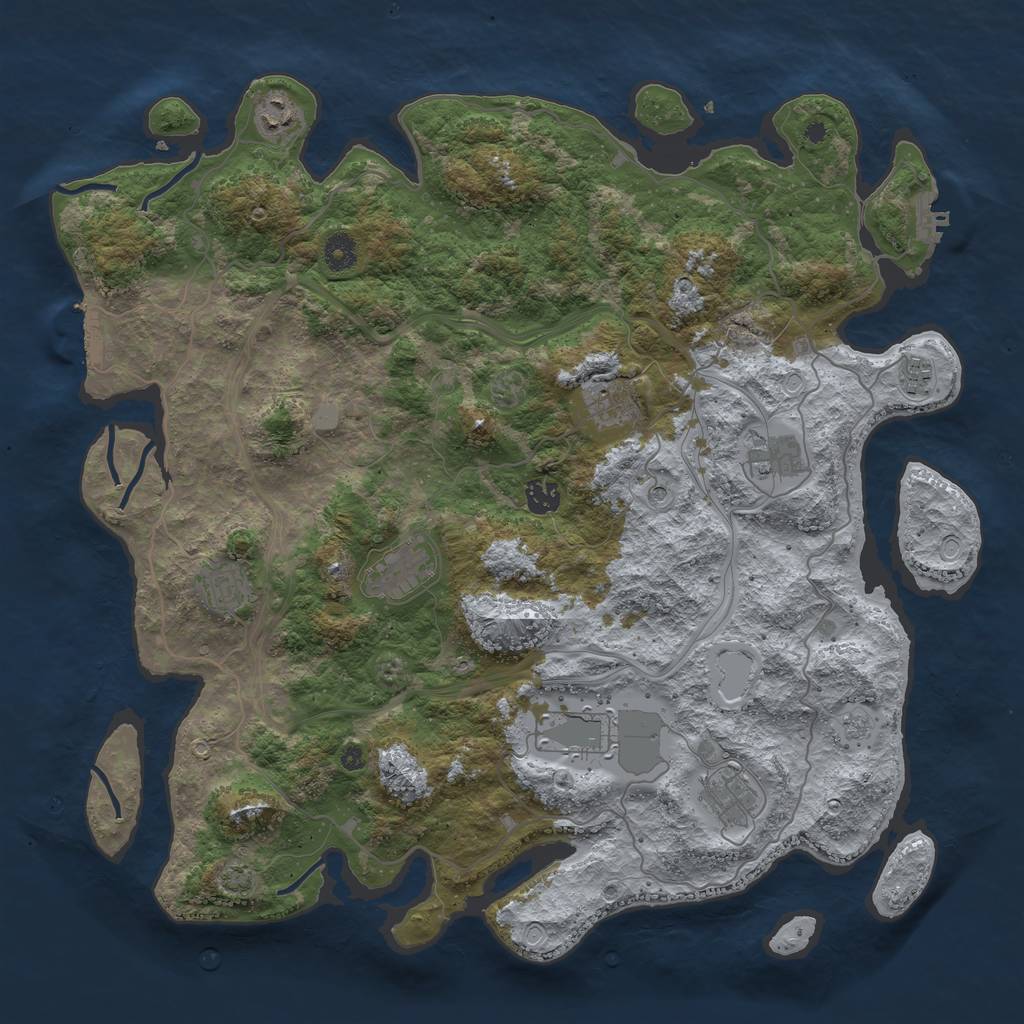 Rust Map: Procedural Map, Size: 4300, Seed: 60590135, 17 Monuments