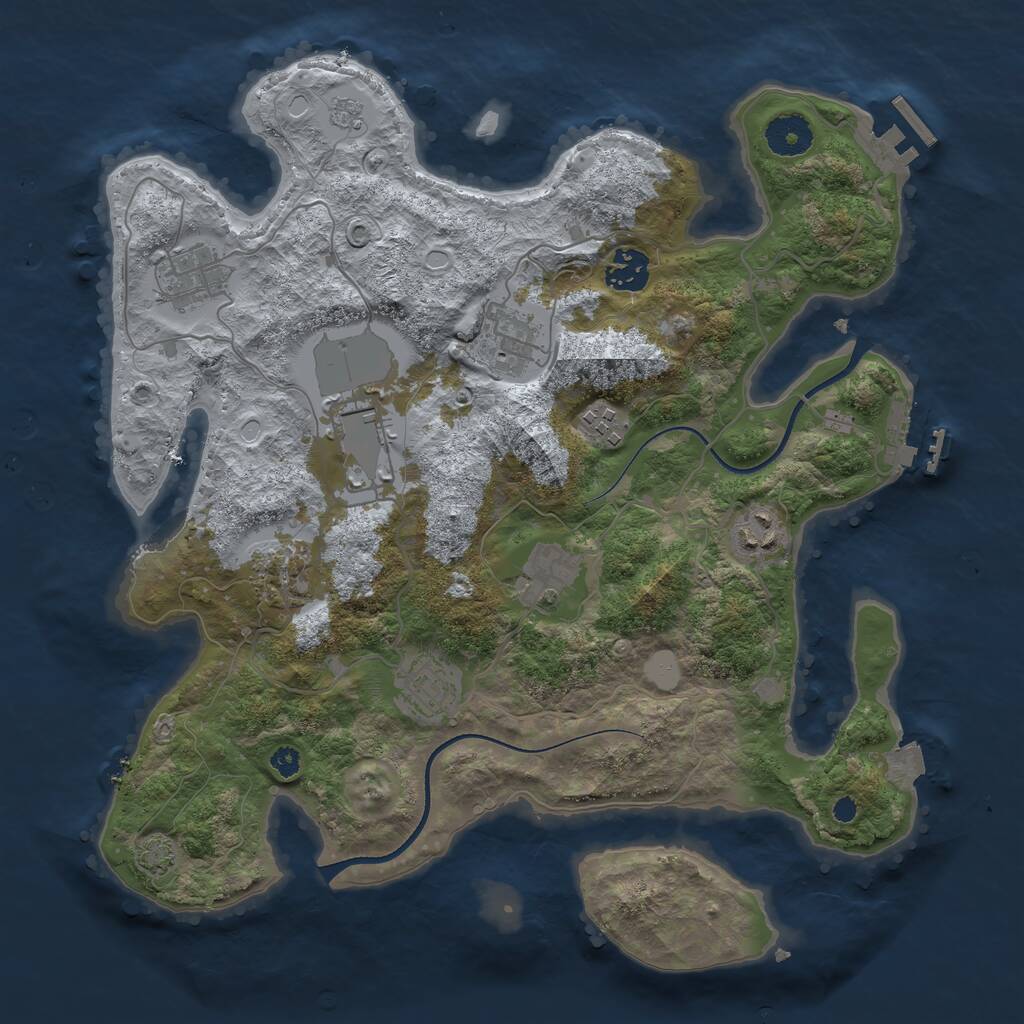 Rust Map: Procedural Map, Size: 3500, Seed: 1169043750, 14 Monuments