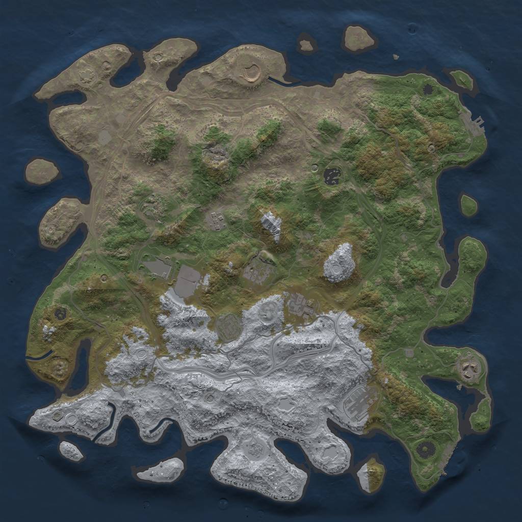 Rust Map: Procedural Map, Size: 4400, Seed: 80103671, 18 Monuments