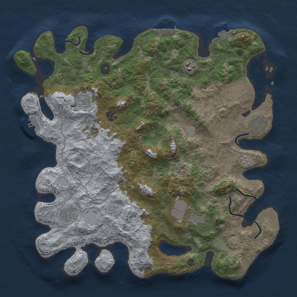 Rust Map: Procedural Map, Size: 4100, Seed: 56725535, 16 Monuments