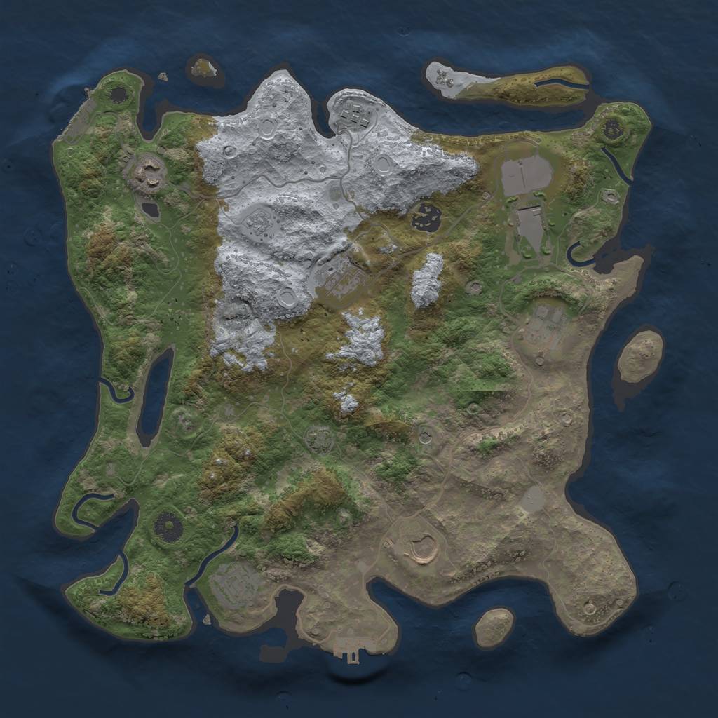 Rust Map: Procedural Map, Size: 3700, Seed: 9483536, 16 Monuments