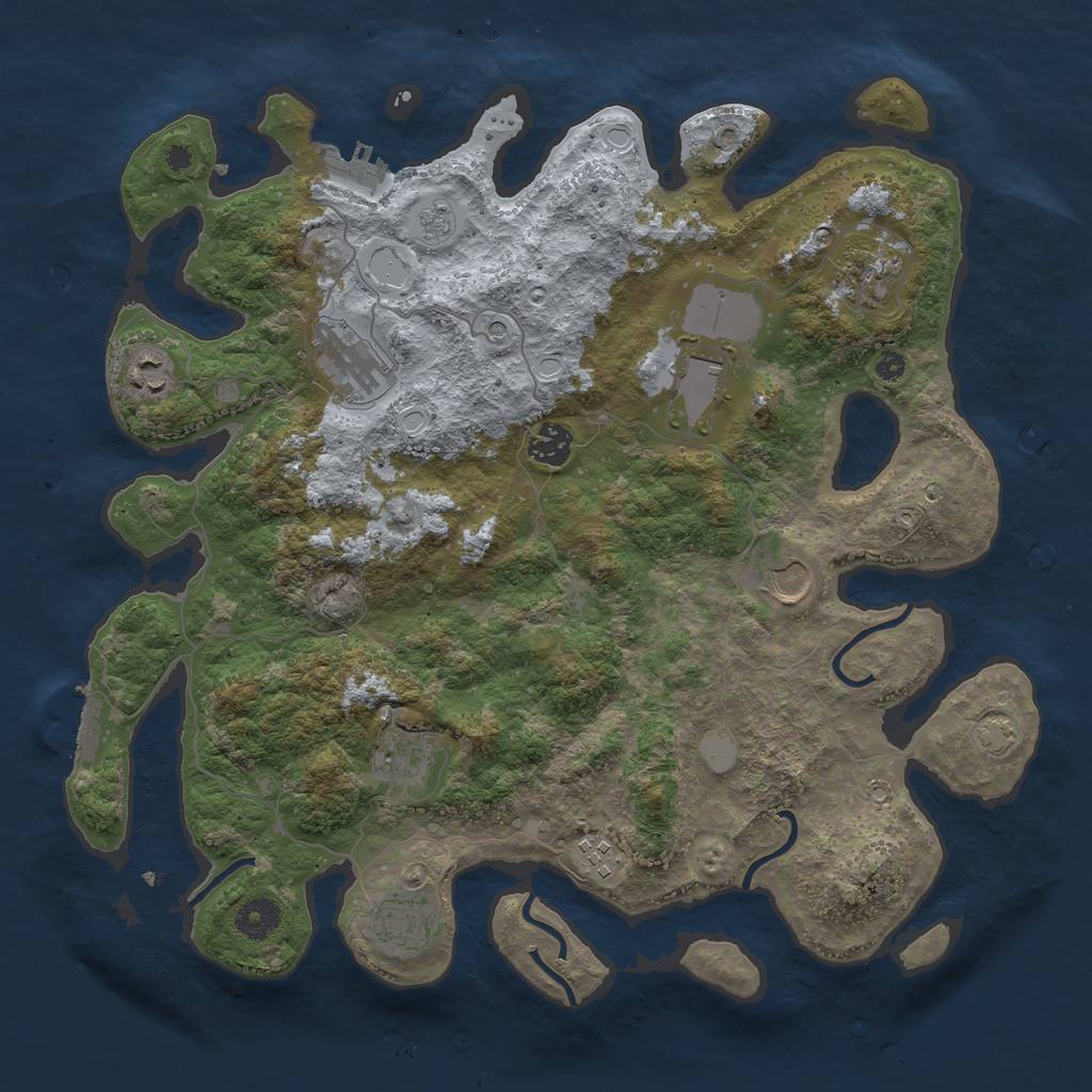 Rust Map: Procedural Map, Size: 3800, Seed: 51408156, 17 Monuments
