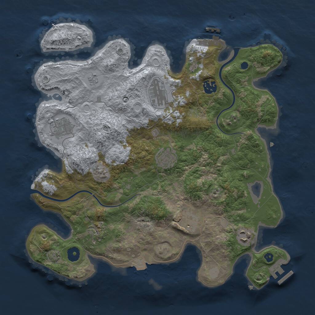 Rust Map: Procedural Map, Size: 3450, Seed: 87118614, 12 Monuments