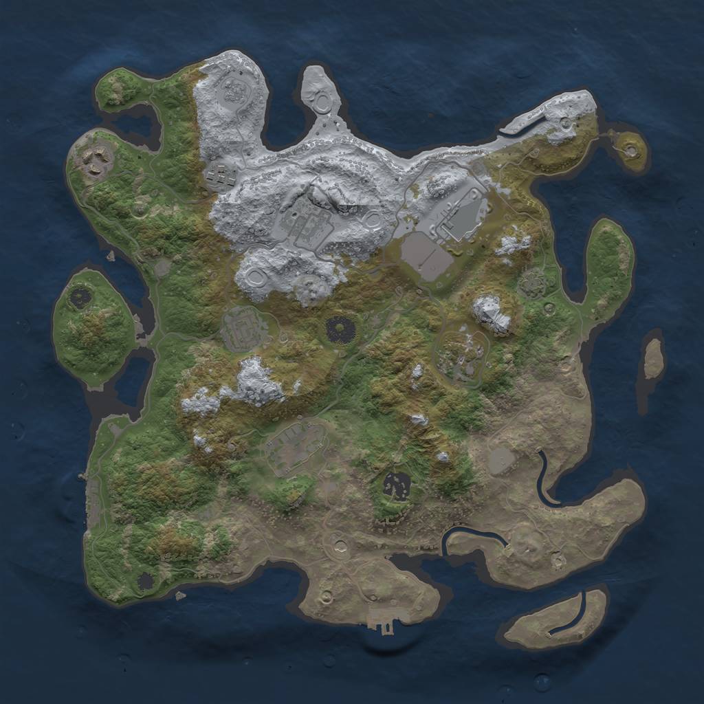 Rust Map: Procedural Map, Size: 3600, Seed: 67939, 16 Monuments
