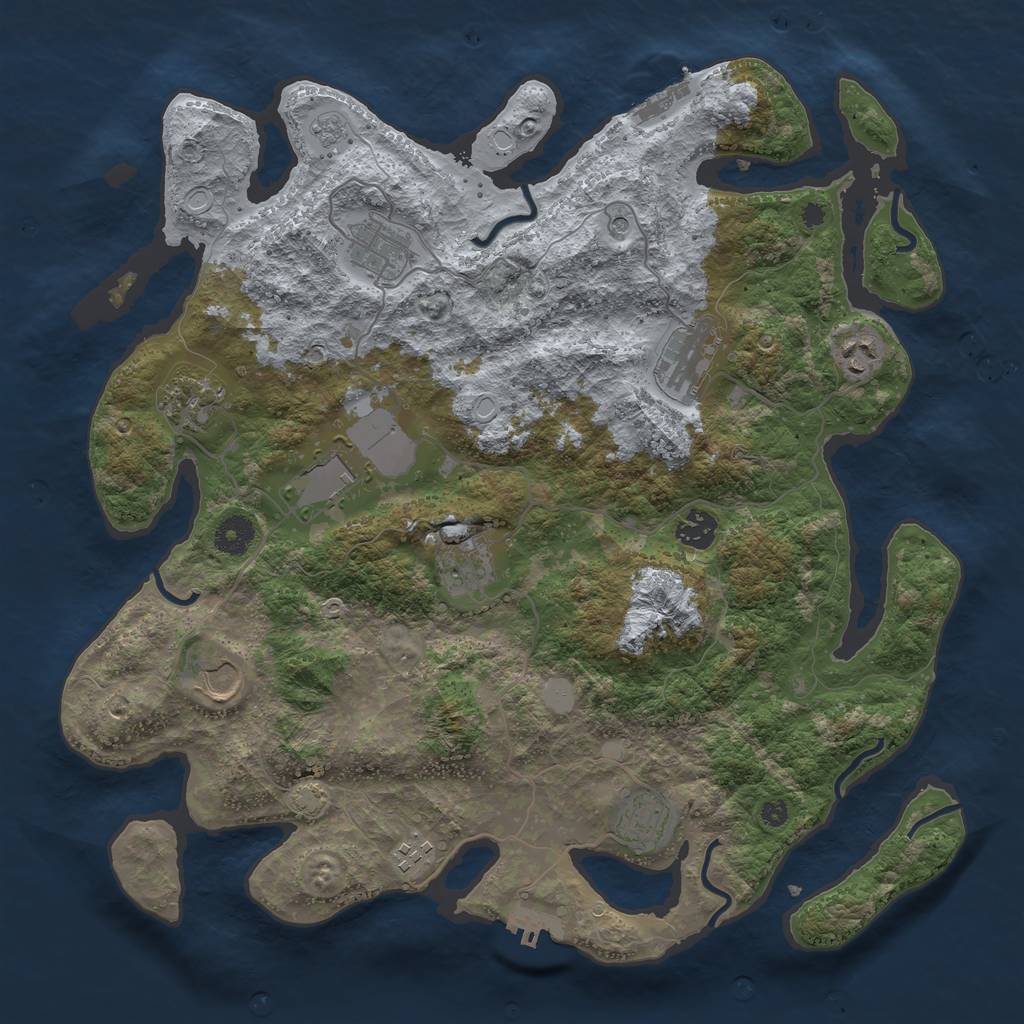 Rust Map: Procedural Map, Size: 3900, Seed: 40273689, 18 Monuments