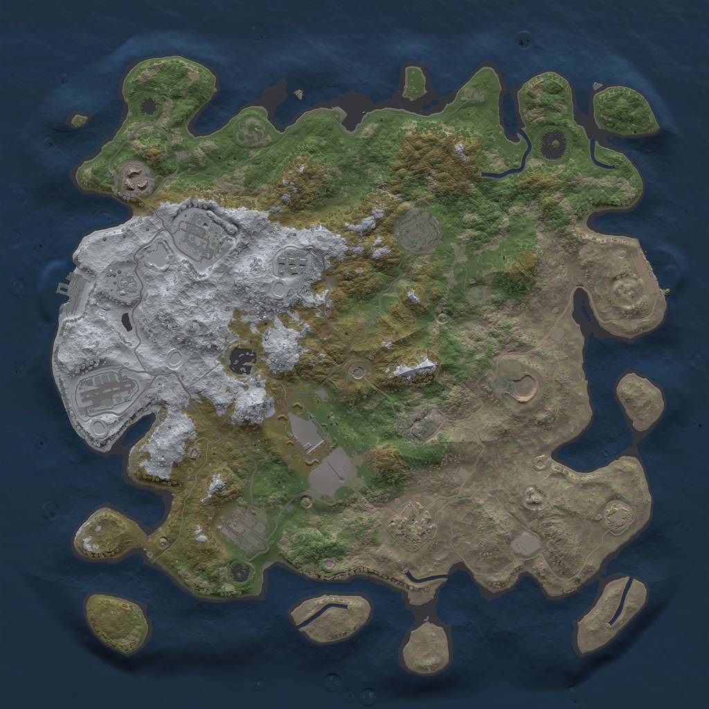 Rust Map: Procedural Map, Size: 3850, Seed: 68285092, 18 Monuments