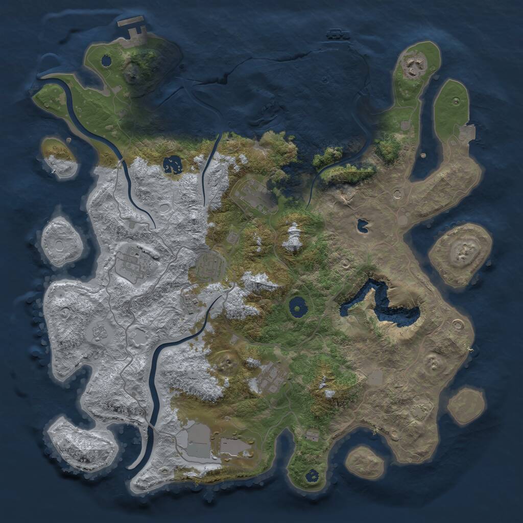 Rust Map: Procedural Map, Size: 4000, Seed: 80774453, 14 Monuments