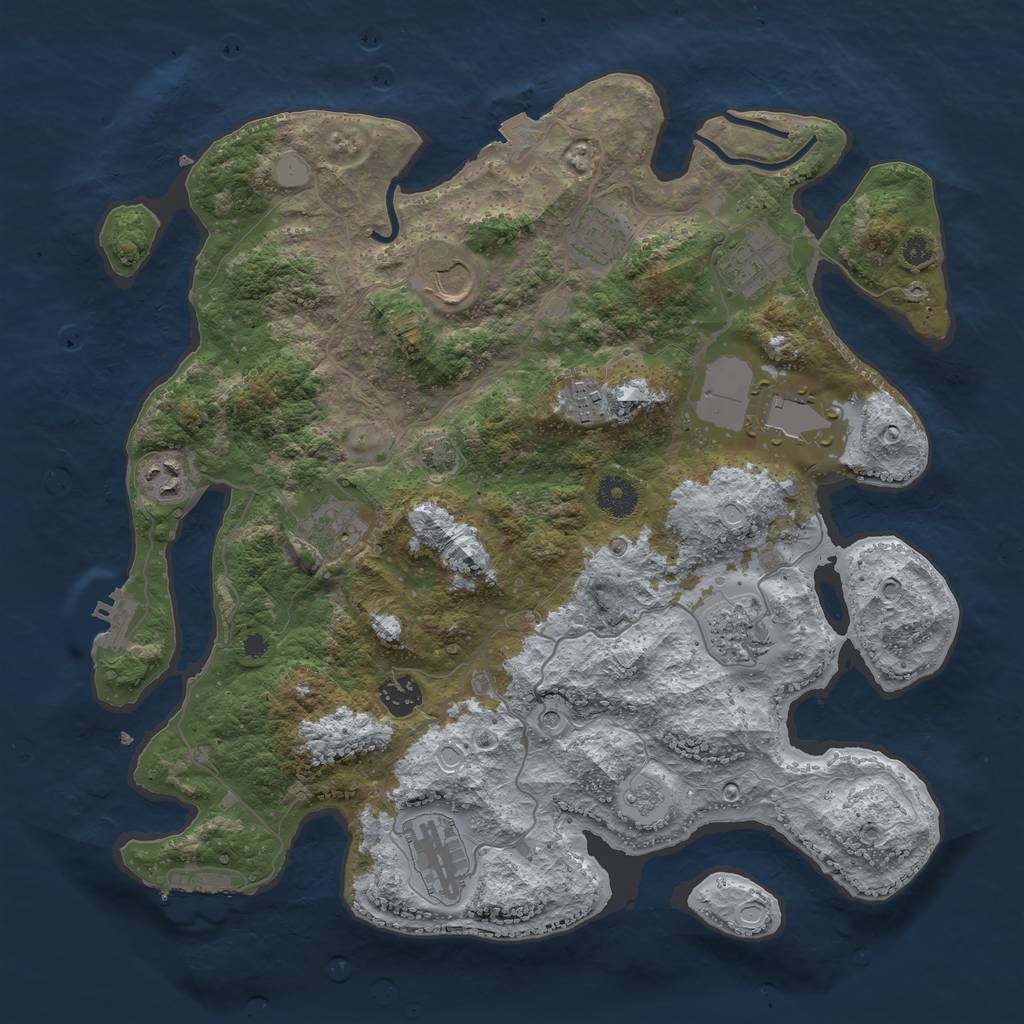 Rust Map: Procedural Map, Size: 3750, Seed: 76351819, 18 Monuments