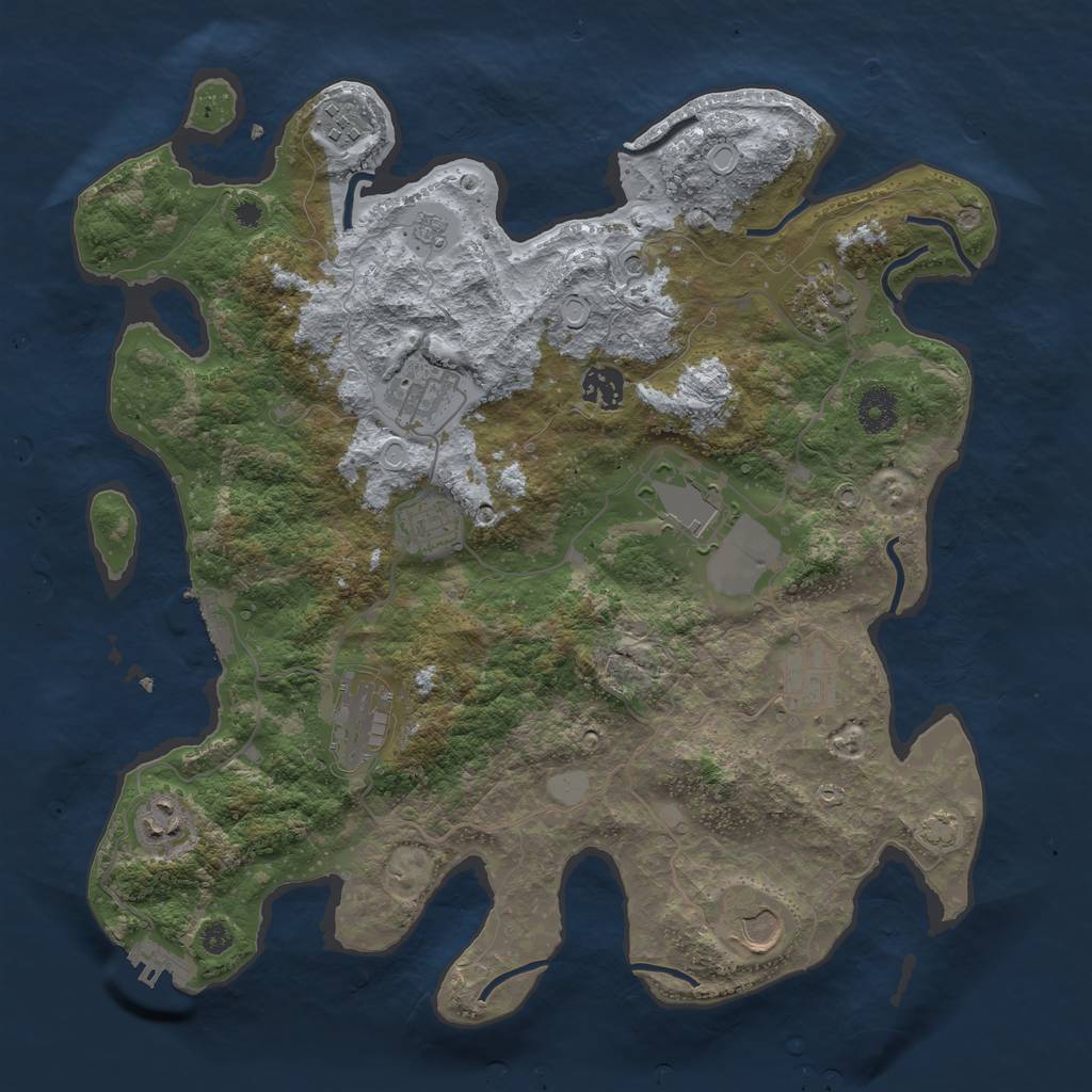 Rust Map: Procedural Map, Size: 3750, Seed: 49059361, 18 Monuments