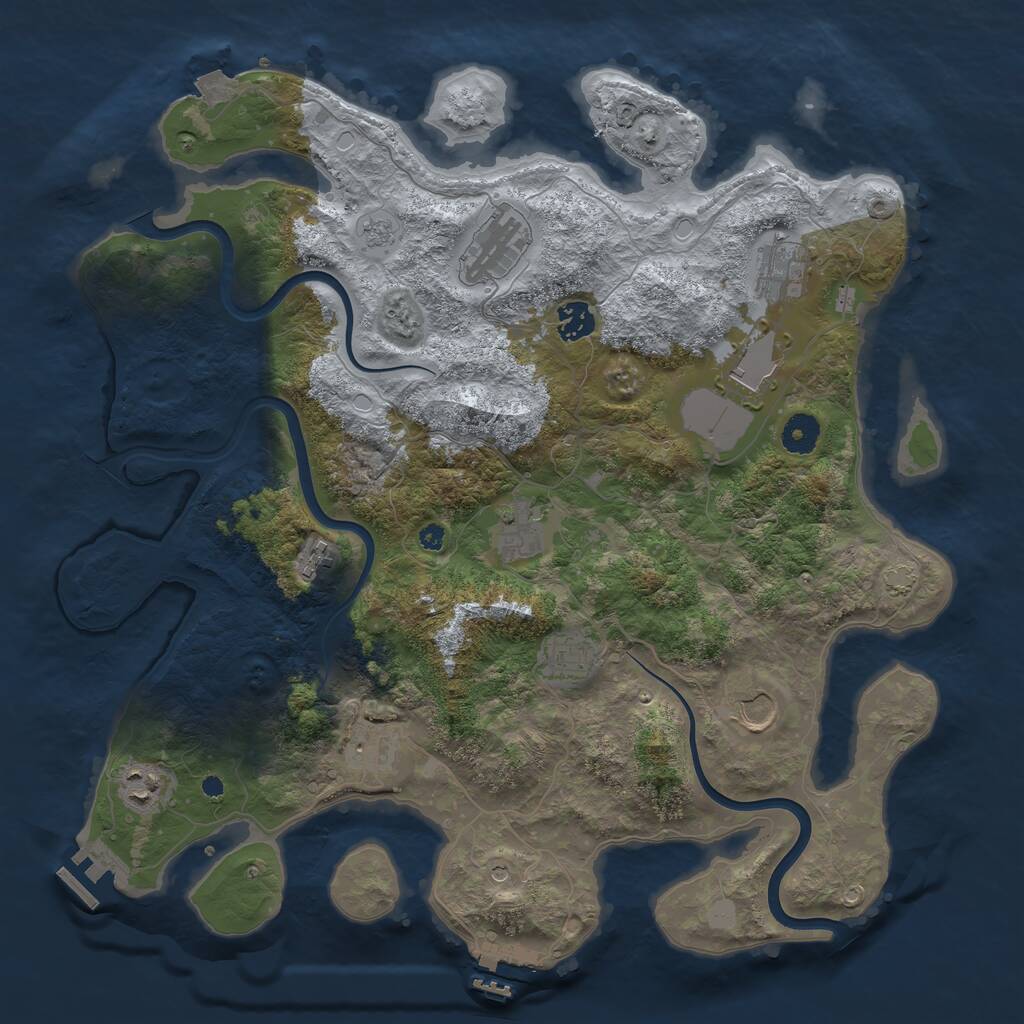 Rust Map: Procedural Map, Size: 3950, Seed: 66339870, 16 Monuments
