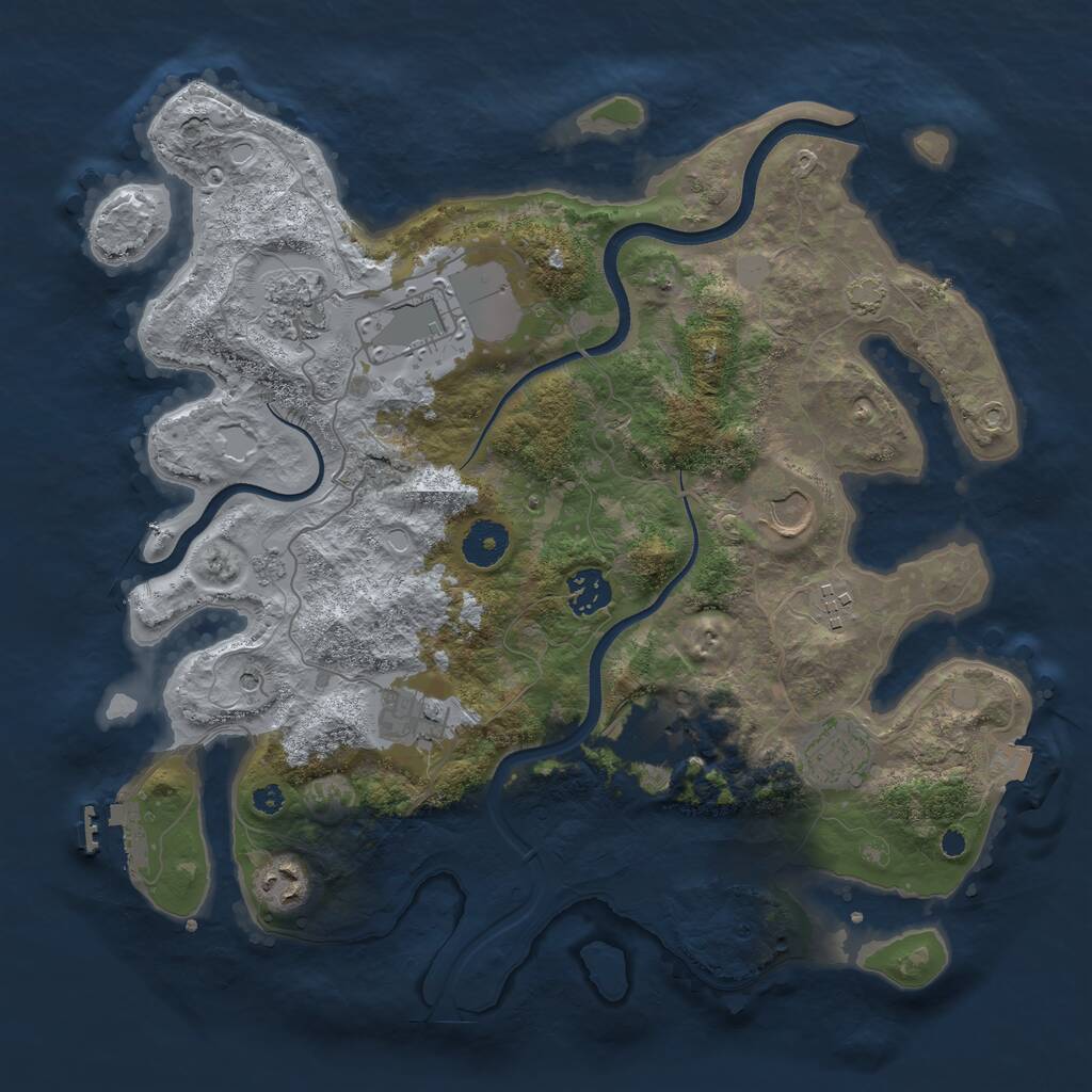 Rust Map: Procedural Map, Size: 3600, Seed: 3165, 14 Monuments