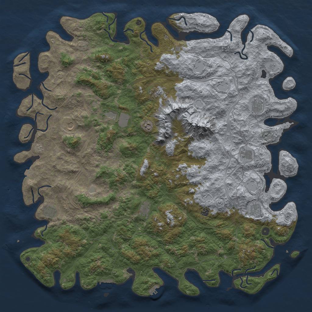 Rust Map: Procedural Map, Size: 6000, Seed: 525580583, 19 Monuments