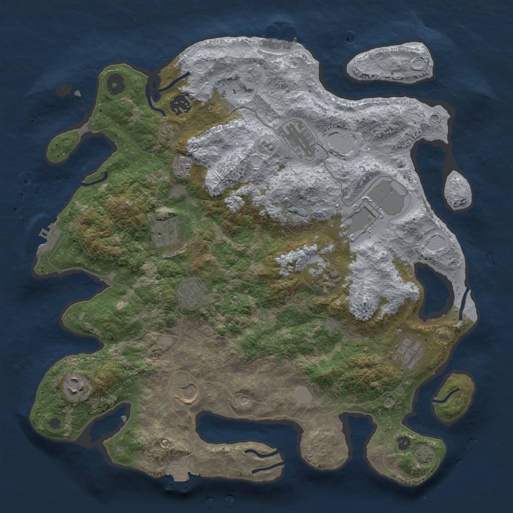 Rust Map: Procedural Map, Size: 3900, Seed: 93769721, 18 Monuments