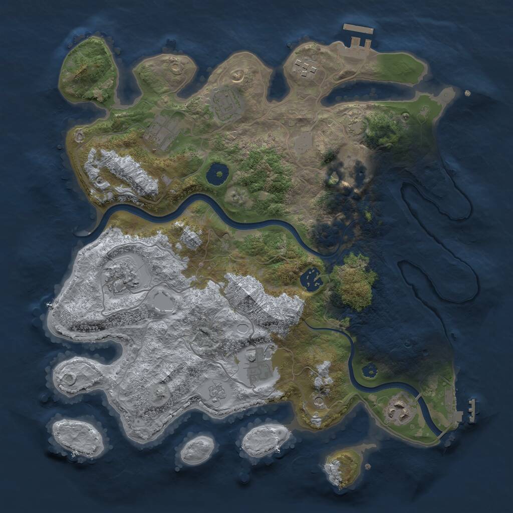 Rust Map: Procedural Map, Size: 3450, Seed: 38963846, 14 Monuments
