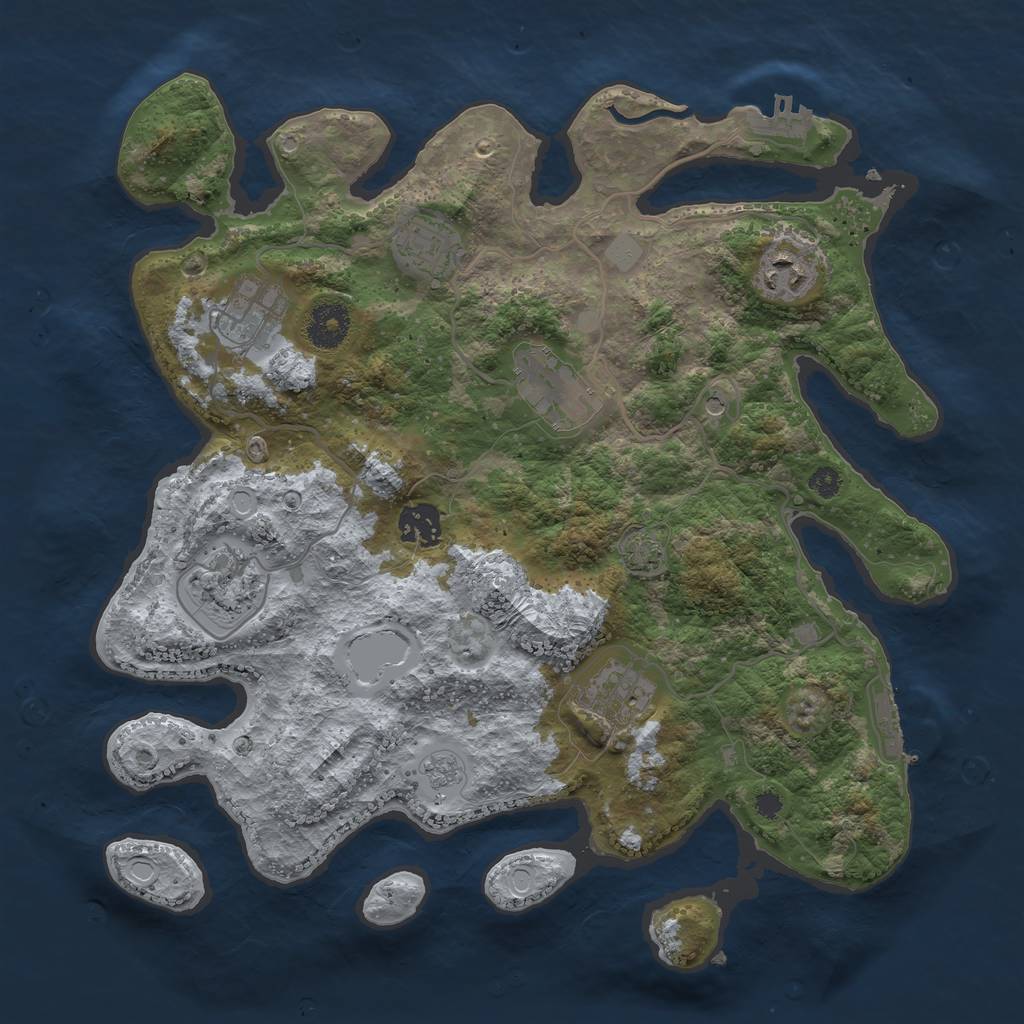 Rust Map: Procedural Map, Size: 3450, Seed: 38963846, 15 Monuments