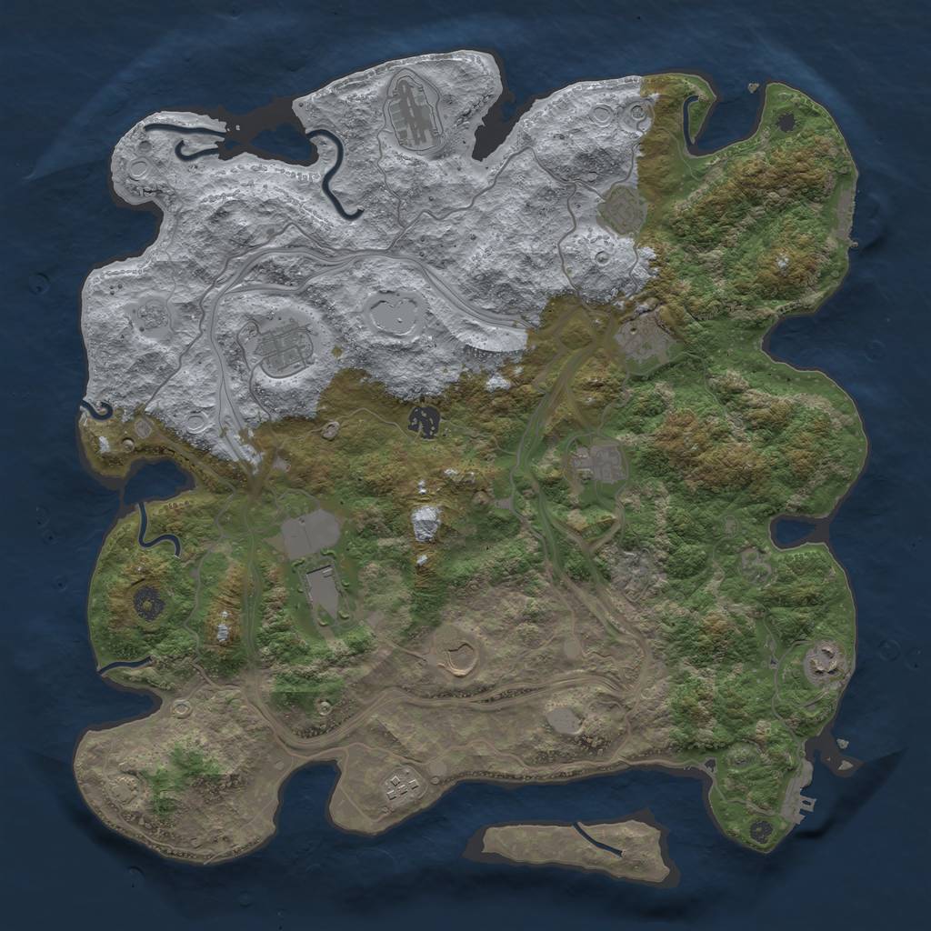 Rust Map: Procedural Map, Size: 4250, Seed: 27712320, 18 Monuments