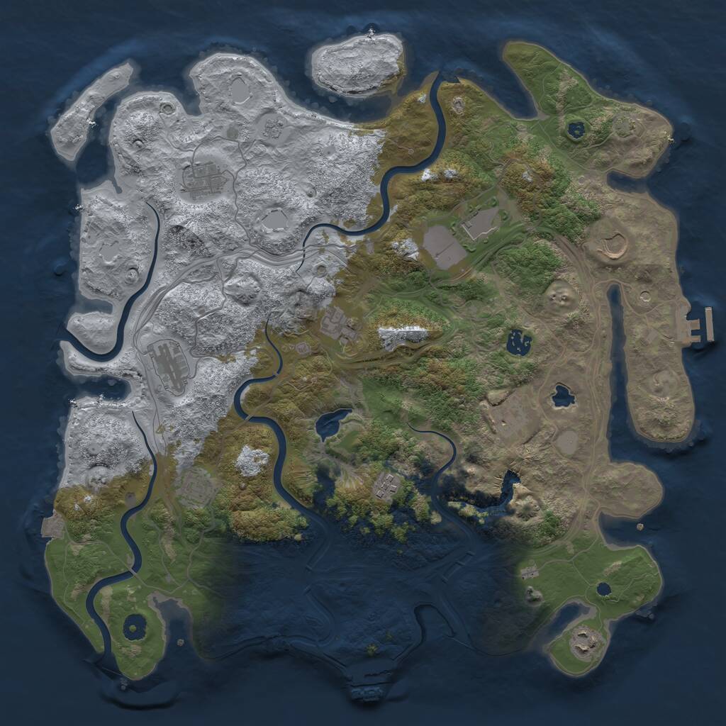 Rust Map: Procedural Map, Size: 4300, Seed: 35442685, 16 Monuments