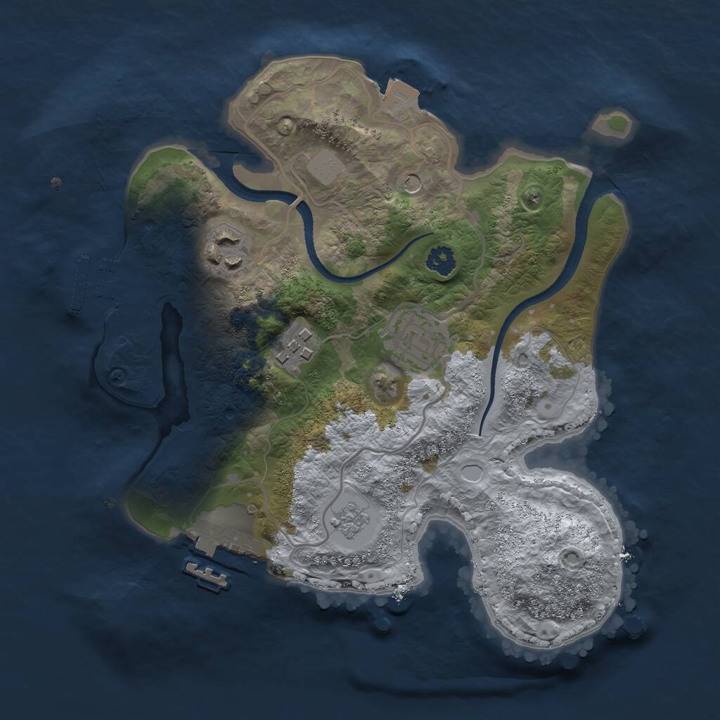 Rust Map: Procedural Map, Size: 2500, Seed: 410097718, 8 Monuments