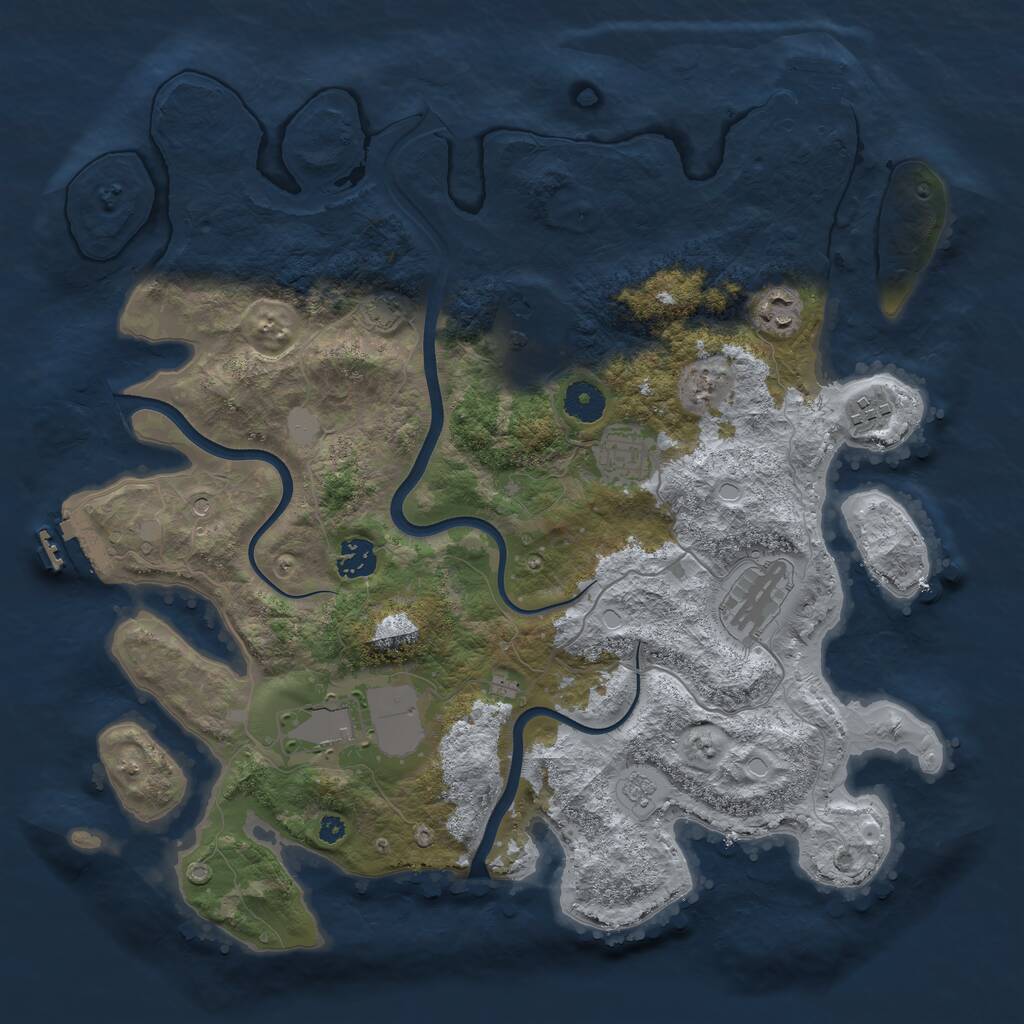 Rust Map: Procedural Map, Size: 3800, Seed: 3163, 13 Monuments