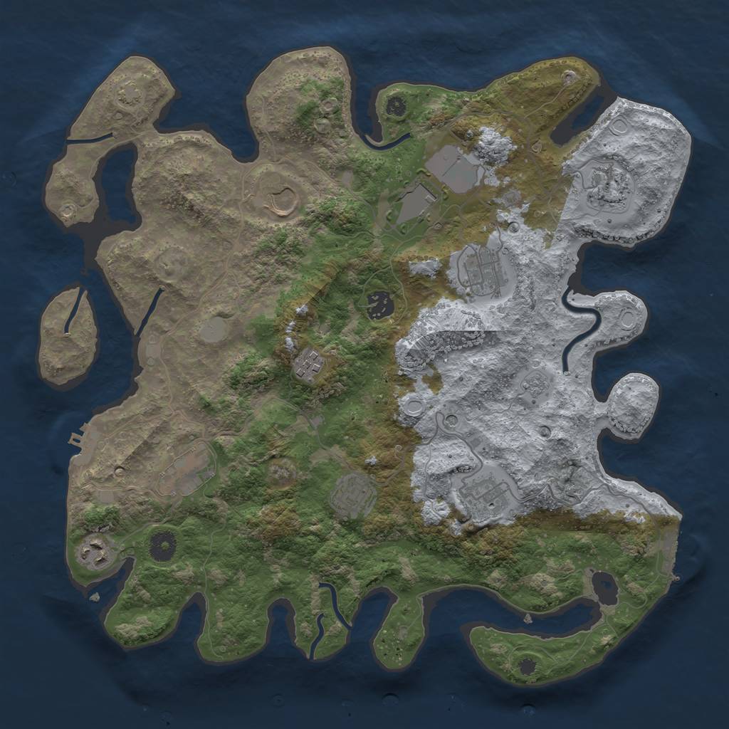 Rust Map: Procedural Map, Size: 3800, Seed: 111161600, 18 Monuments